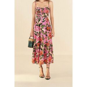 FARM Rio Pink Floral Midi Dress